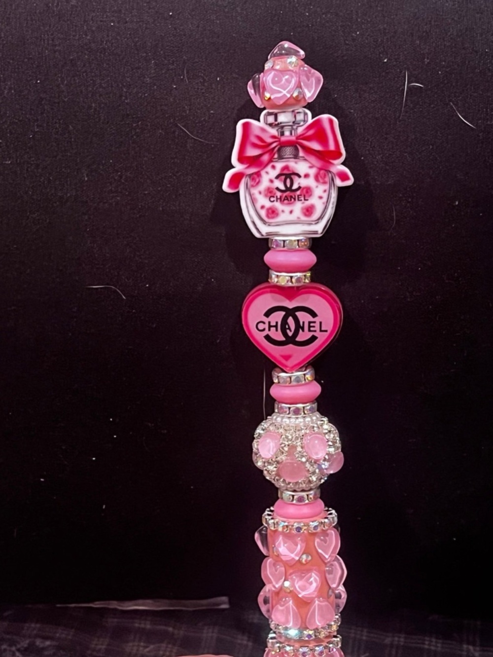 Chanel Heart & Perfume Bottle silicone focal fancy beaded pen